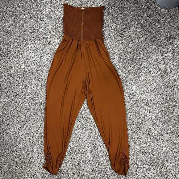 Full Circle Trends w/ Love Women's Sz 2XL Orange One Piece Scrunch Tube Romper - Picture 1 of 11